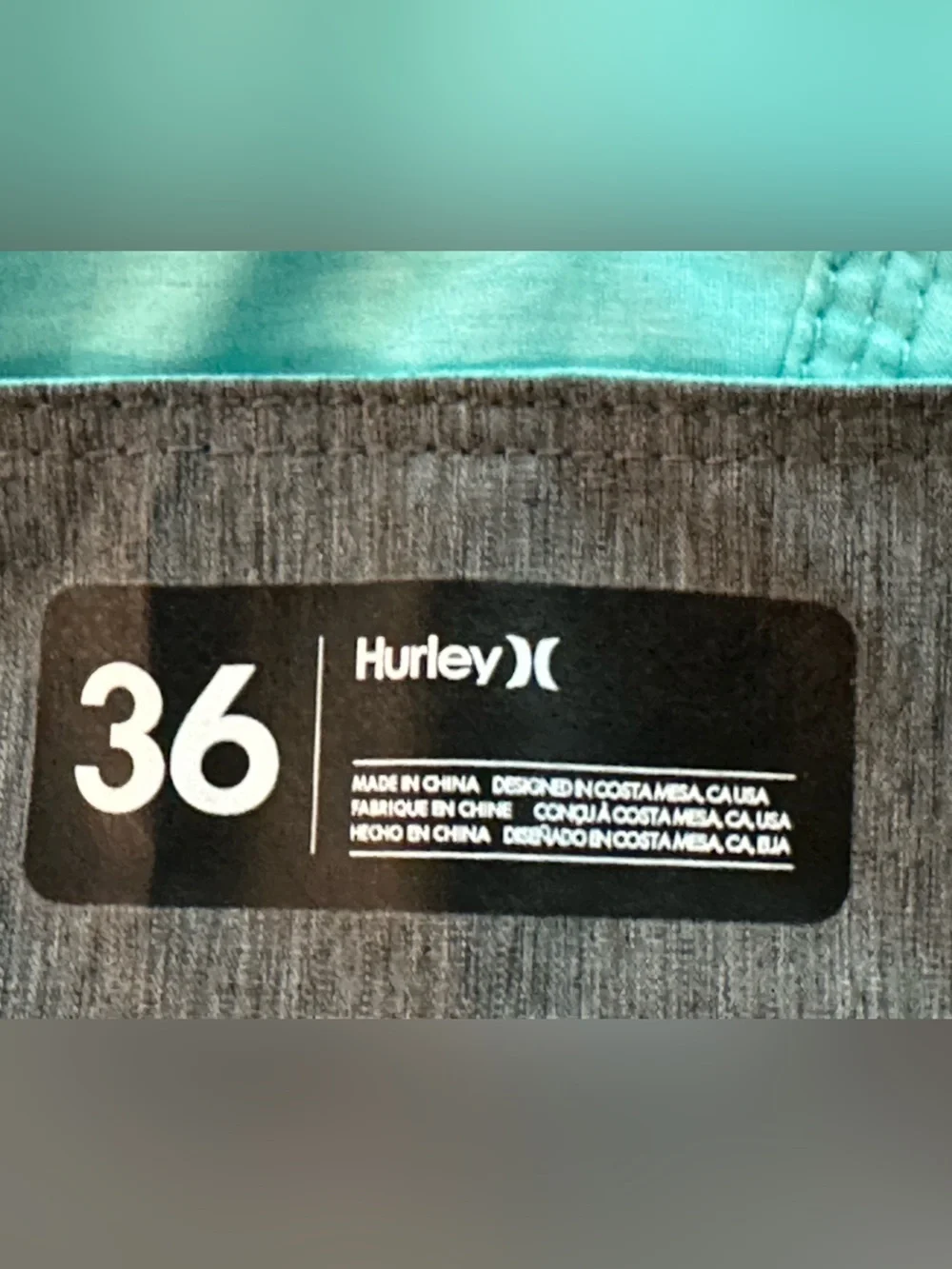 Hurley Men's Aqua Green Board Shorts with Black Logo